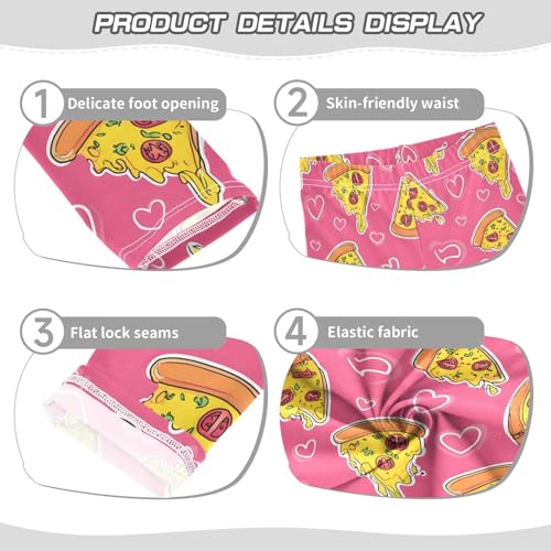 ALAZA Girls' Leggings Children's Yoga Pants Skinny Printed Dance Pizza Pink Love Comfortable 4T2