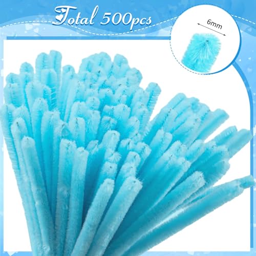 Image of Peryiter 500 Pcs Pipe Cleaners for DIY Flower Bouquets, Chenille Stems for Graduation Bouquet Crafts, Fuzzy Sticks for Handmade Flowers, DIY Gift, Art Projects(Blue,12 Inch)