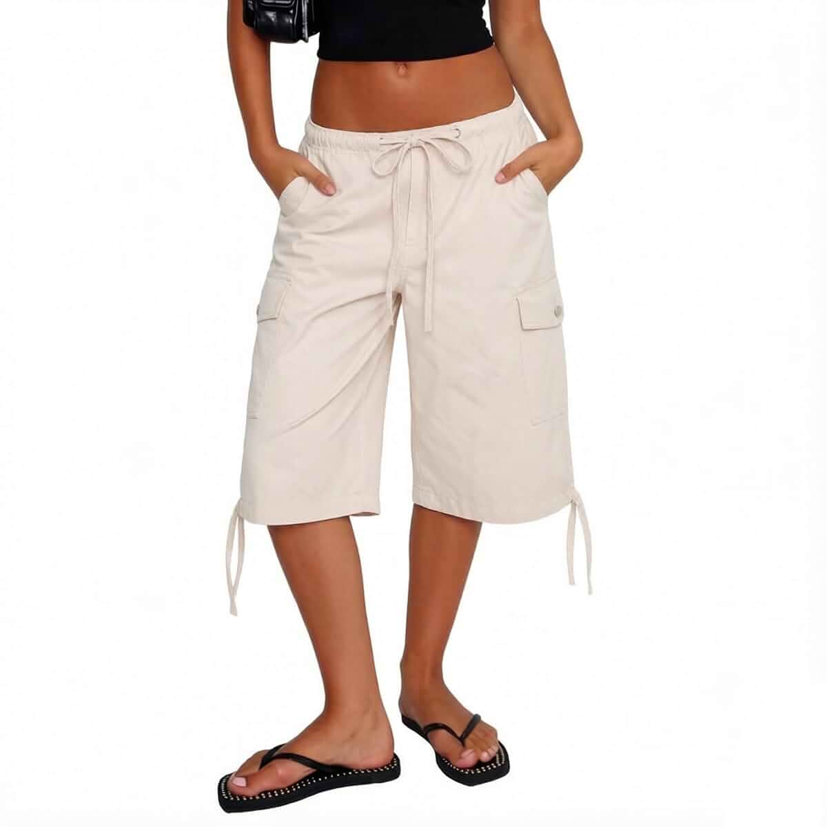 Retro Y2K Cargo Shorts for Women Bermuda Capri Baggy Jorts with Pocket Vintage Baggy Cargo Shorts for Women Drawstring Low Rise Wide Leg Bermuda Shorts Cyber Grunge 2000s Streetwear