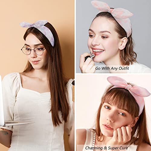 Jaciya Bow Headbands For Women Girls Hair Accessories Tie Dye Headband With Bow Non Slip Fashion Knotted Hair Bands Wide Head Bands Purple Bunny Ears Head Band Hair Hoop #TOP3