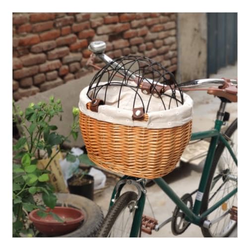 Tyoksi自転車バスケットペット犬用自転車バスケット籐収納通気性取り付け簡単 耐久性あり アウトドア 犬用 猫用 (はちみつ色)