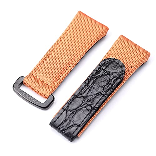 Bracelet de remplacement en toile de nylon tissée Bracelet de montre de rechange en cuir et toile de nylon multicolore for hommes, 25 mm