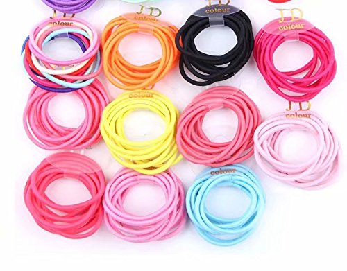 Doyeemei Random Color Stretchy Hair Ponytail Band Holders (Pack of 60pcs)