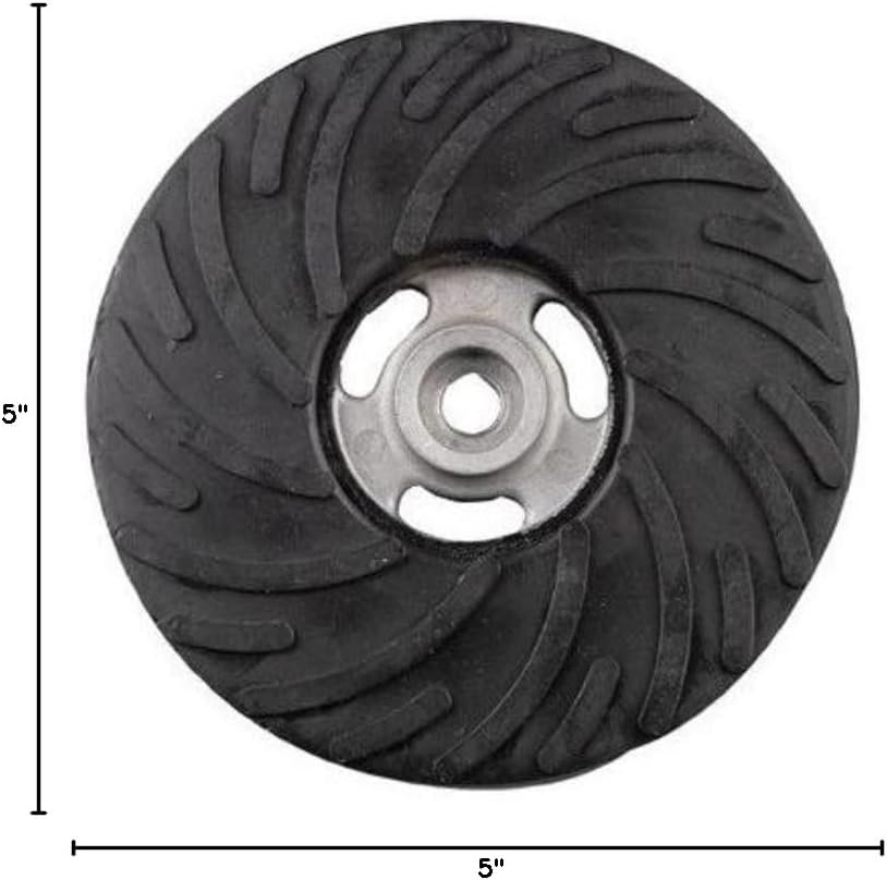 Air-Cooled Rubber Back-Up Pads - 5" x 5/8-11 medium back-up pad w/o nut