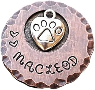 LARGE Dog Tag, Dog Tag for Dogs, Pet ID Tag, Heart Pet Tag, Heart Paw Tag, Dog Tag, Washer Dog Tag, Dog Tags for Dogs, Hand Stamped Tags, Pet Tag (1.25")