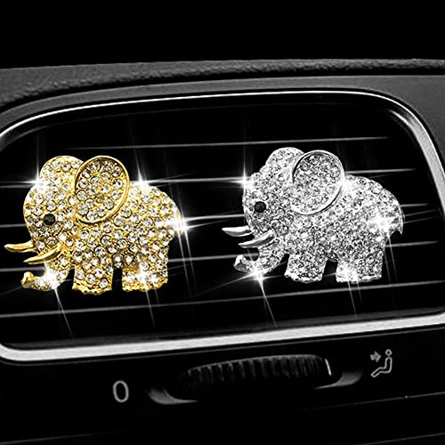 Image of ZOSTLAND Rhinestone Car Decorative Clip,Car Air Fresheners,Metal Vent Clip,Bling Auto Air Vent,Personalized Automotive Interior Decoration Accessories,Auto Decor Gift for Women,Men(2pcs Elephant)