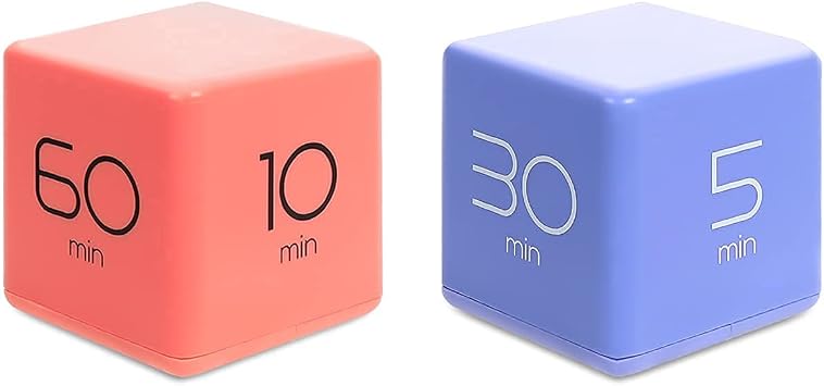 mooas Cube Timer Coral 10, 30, 50 and 60 Minutes & Violet 5, 10, 20 and 30 Minutes Bundle, Timer for Studying, Cooking and Workout...
