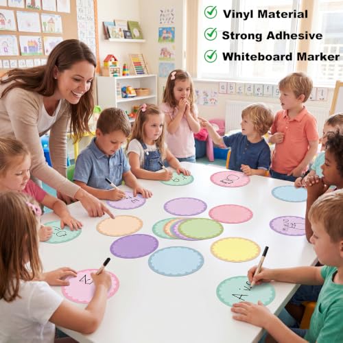 24 Pack Dry Erase Dots 11 Inch Circles Spots 8 Light Colors Removable Whiteboard Stickers for Classroom Teachers Students Wall Table Desk & Floor Decals — view 5