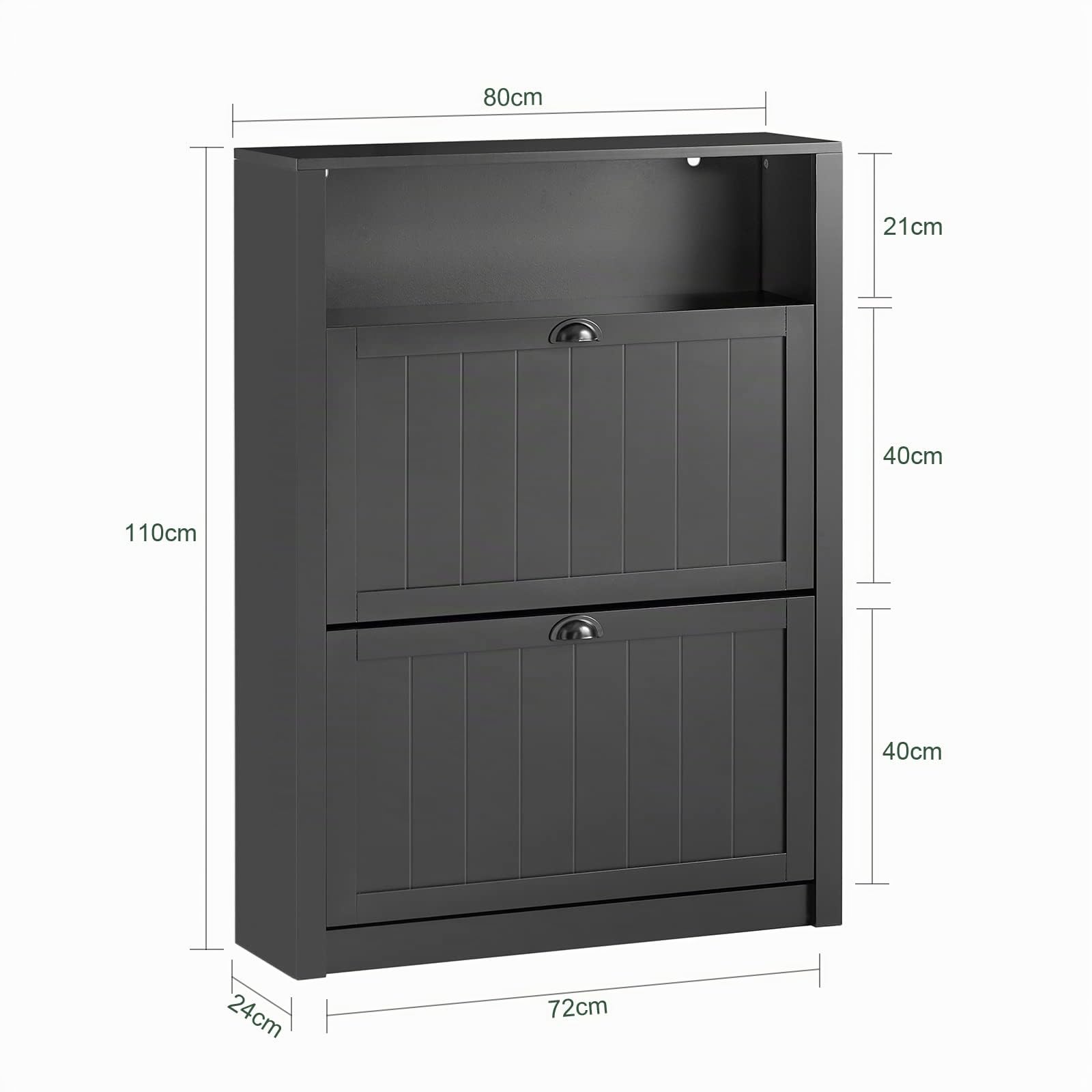 SoBuy FSR87-SCH Zapatero Estrecho Organizador para Zapatos con 2 Puertas Abatibles 80 x 24 x 110 cm Negro ES