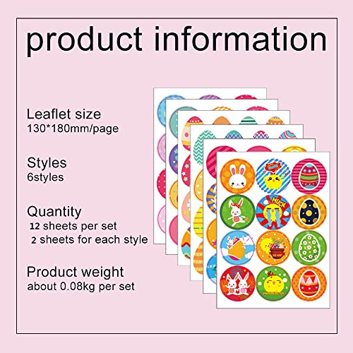 Easter Gift Tags Stickers, Easter Theme Stickers, 72 Designs, Self Adhesive Tag Stickers, Novelty Assorted Easter Bunny Eggs Stickers Easter Decorative Present Labels #TOP2
