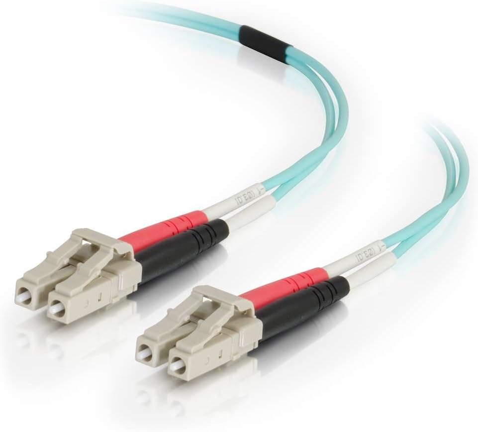 C2G 01000 OM4 Fiber Optic Cable - LC-LC 50/125 Duplex Multimode PVC Fiber Cable, Aqua (13.1 Feet, 4 Meters)