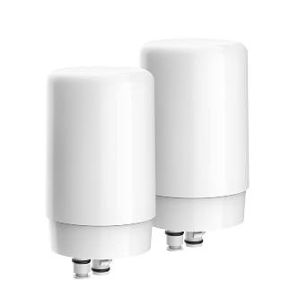 AQUA CREST 7027W Filter Replacement for Brita Filter Replacement, 2 Pack | Compatible with Brita Faucet 36311 On Tap Water Filtration System, FR-200, FF-100, Brita Filter Replacement, White, 2 Pack