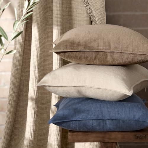Image of MIULEE Euro Sham Pillow Covers for Bed 24x24, 2 Pack Coco Brown Thick & Textured Decorative Throw Pillow Covers, Neutral Linen Cushion Cases, Modern Farmhouse Home Decor, No Filling