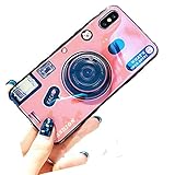 Aulzaju iPhone Xs Max Shiny Shockproof Ring Stand Case, iPhone Xs Max Bling Beauty Soft TPU Air Cushion Holographic Sparkle Case Cover for iPhone Xs Max for Girls Women (iPhone Xs MAX 6.5 inch, Pink)