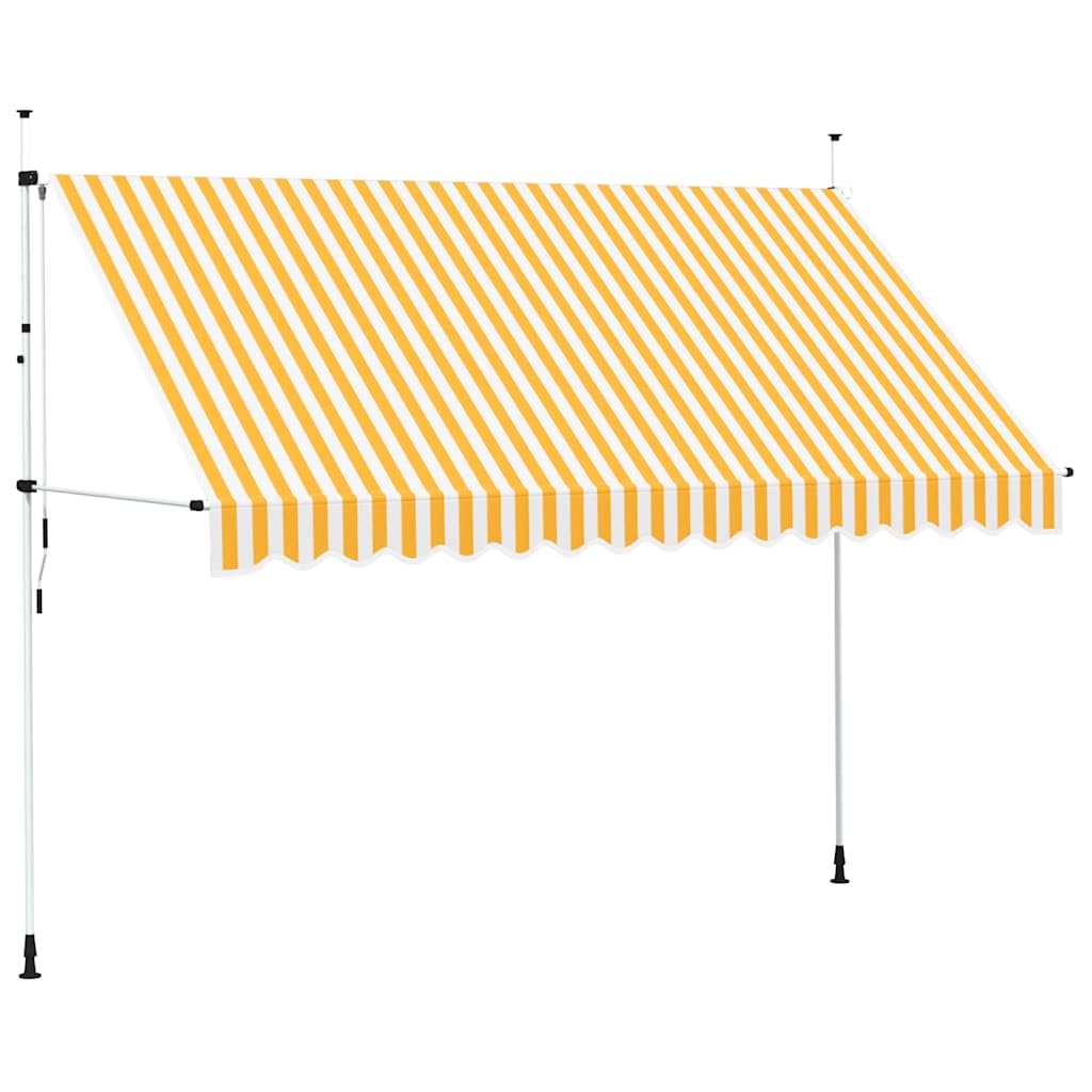 Store banne manuel 350 cm rayures orange blanc avec manivelle réglable