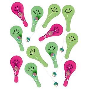 Amscan INT390578 Paddleballs, 12 stuks, kleurrijk