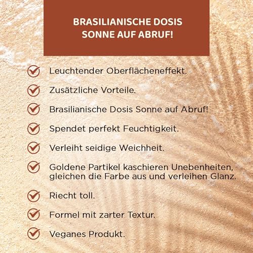 Eveline Cosmetics Brazilian Body Golden Shimmer Körperöl mit Argan-, Macadamia-, Mandel- und Moringaölen - 150ml | Vegane feuchtigkeitsspendende Formel für strahlende Haut – Bild 4
