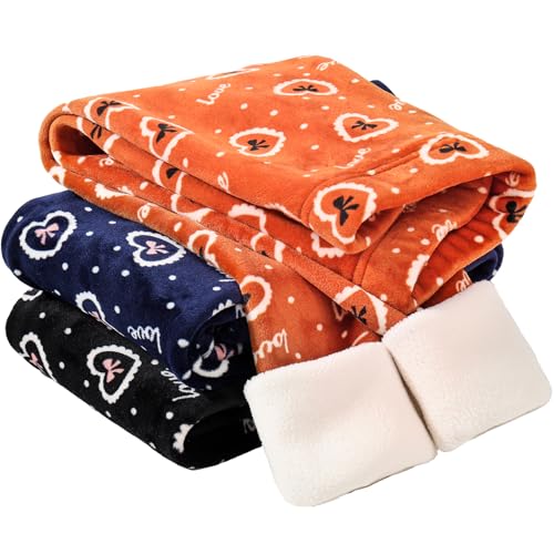 Girls Printing Fleece Lined Leggings Kids Warm Winter Pants Girls Stretch Thick Tights