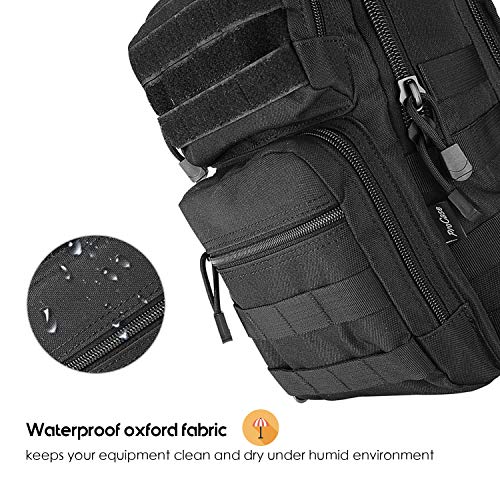 ProCase Tactical Backpack Military Sling Bag Shoulder Backpack Outdoor Sports Daypack for Trekking Hiking Camping Cycling - Black - Image 6