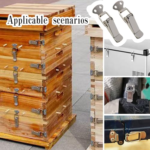 2 Stück Spannverschluss Edelstahl,Metall Schnappverschluss,Kistenverschluss,Klein Verriegelungn,Tischplattenverbinder,Verschluss,Federverschluss,Klappverschluss,für Türen,Camping,Schränke,Fenster