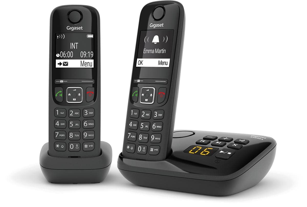 GIGAset AS690AR duo - noir - kit de téléphone résidentiel sans fil avec répondeur - Français