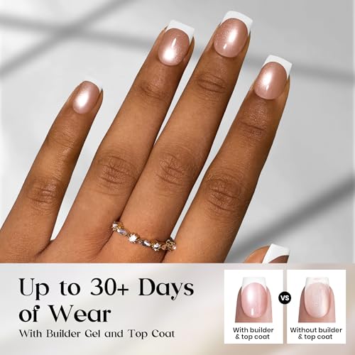 Image of Beetles French Tip Press On Nails 150Pcs Short Square Soft Nail Gel Tips | Gel Painted Cat Eye Brown Fake Nails, 15 Sizes for DIY Manicure Glassy Amber French