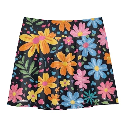 Skirts with Shorts Vibrant Flowers Colorful Athletic Shorts for Girls Skorts Cute Butterfly Skirt 4t