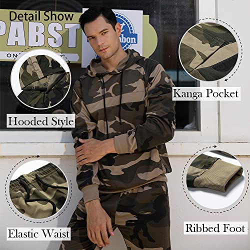 Manluodanni Men's Casual Sweatsuit Jogging Athletic Long Sleeve Running Tracksuitwith Kangaroo Pockets, 105Khaki-M #TOP2