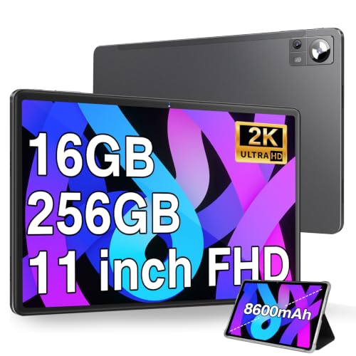 Image of DMOAO 11 inch Android Tablet 16GB+256GB Tablets with 1TB Expand, Octa-Core 2000 * 1200 2K FHD Display 13MP Camera, 8600mAh, Quad Speakers, 5G WiFi, Split Screen Support (Gray with Case)