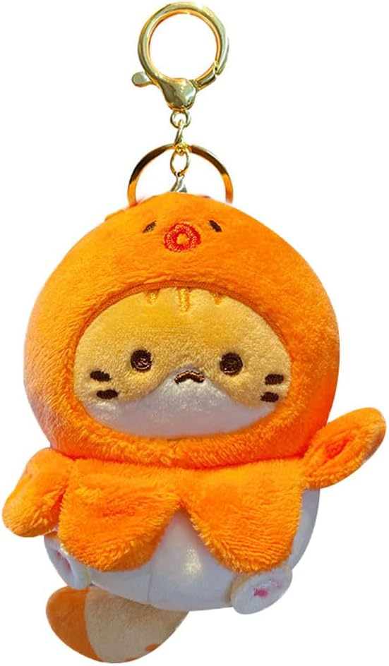 Men Women Creative Interesting Funny Cute Stylish Wearing Food Shrimp Bread Hat Soft Cat Keychain Key-ring Pendant