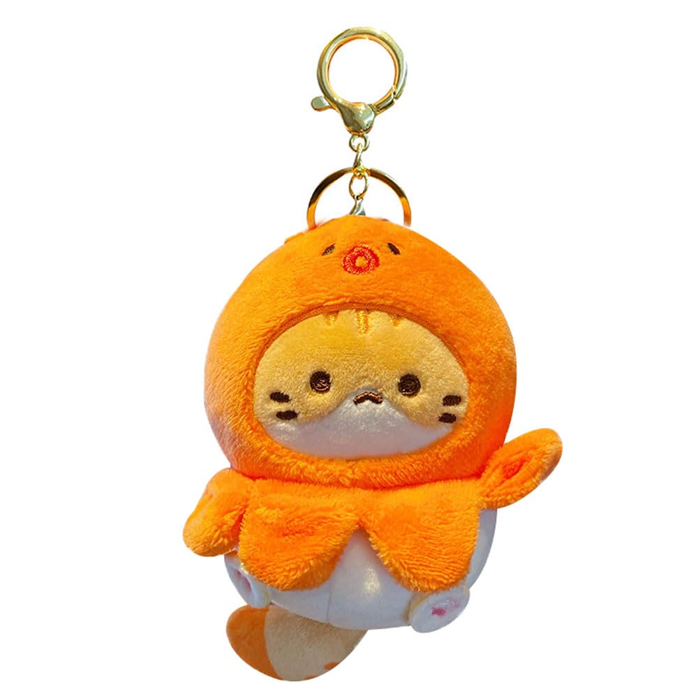 HSYHERE Men Women Creative Interesting Funny Cute Stylish Wearing Food Shrimp Bread Hat Soft Cat Keychain Key-ring Pendant