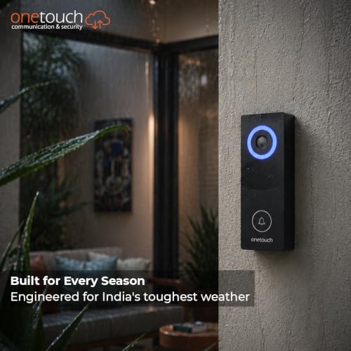 Image of ONETOUCH Analog Video Door Phone | 7-Inch TFT LCD Display | 2MP Camera | 110 Wide Angle | White LED Night Vision | IP65 Outdoor Unit | 4-Wire Intercom System | Door Lock Relay | Black