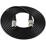 GLS Audio 15-Feet Mic Cable Patch Cords - XLR Male to XLR Female Black Microphone Cables - 15ft Balanced Mike Snake Cord - Single