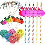 Tamaño adecuado: la longitud del palito de papel de aluminio es de aproximadamente 15 cm/ 5,9 pulgadas, la longitud del palito de papel del paraguas y el palito de fruta 3D es de aproximadamente 10 cm/ 3,9 pulgadas, y la altura de la pajita de papel es de aprox. 19,7 cm/ 7,75 pulgadas; El tamaño apropiado los hace muy agradables para la decoración de fiestas