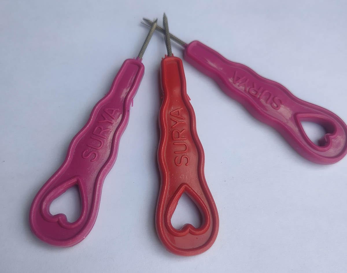 Gas Stove LPG Burner Cleaning Pin, Pack of 3, Replacement Parts | Steel Needle Tip, Heart-Shaped Grip, Sewing Tool, Pink & Red Colors, Easy-Grip Handle-image-25