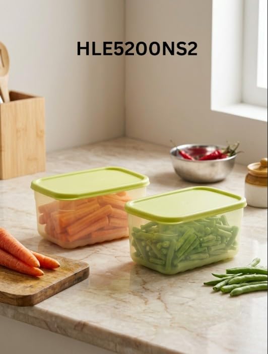 Image of LocknLock Fresh-Block Food Storage Container 640 ml Set of 2 | Storage Containers for Fridge | Vegetable & Fruit Storage Containers for Fridge, Airtight Storage, BPA Free, Microwave & Dishwasher Safe