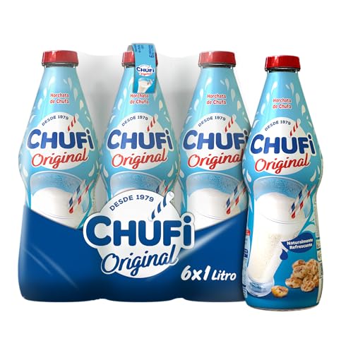 Chufi - Horchata Original, 100% Vegetal, Sin Lactosa, Sin Gluten, Sin Alérgenos - Pack 6x1L