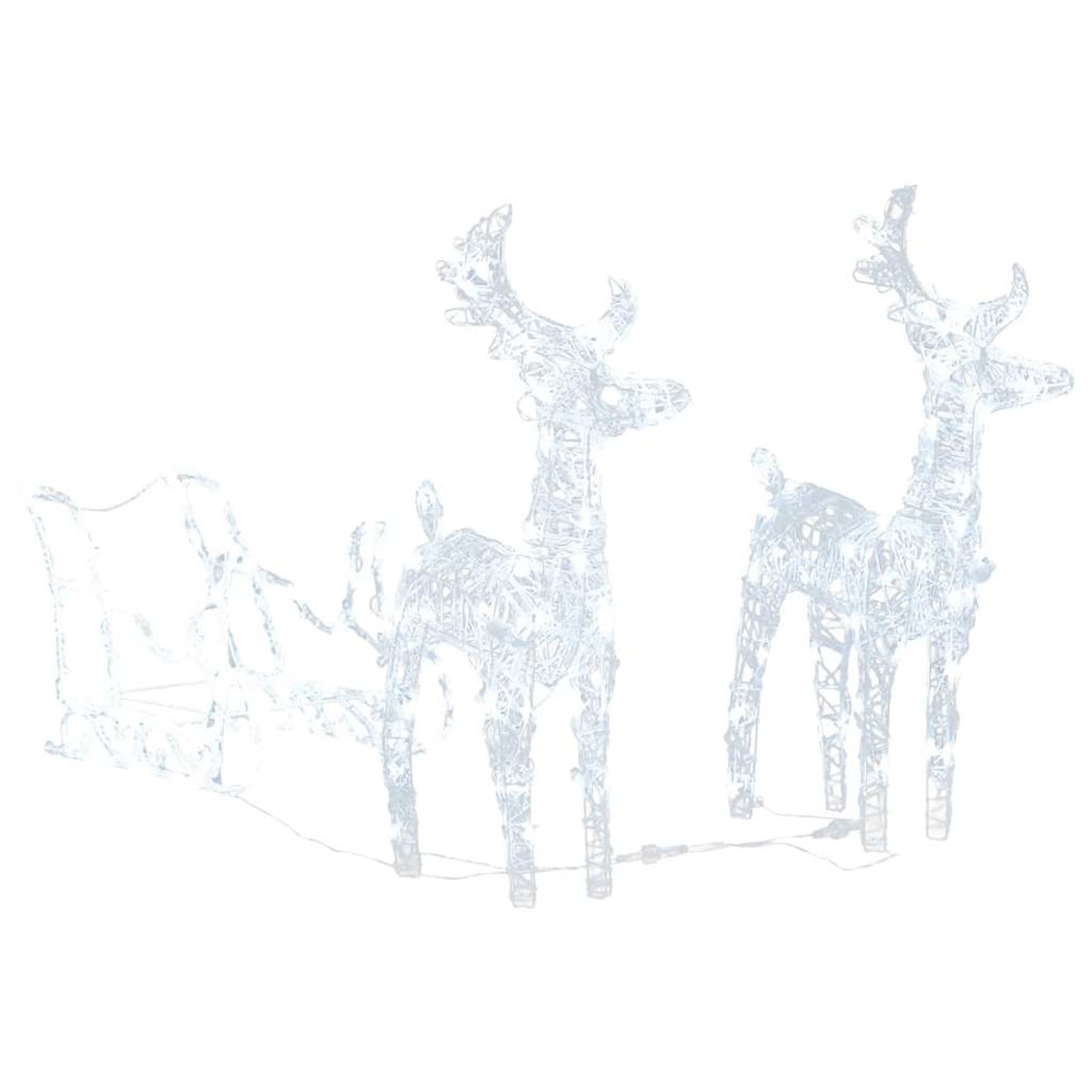 Gecheer Decorazione Natalizia Renne e Slitta con LED, 160 Luci a LED Bianco Freddo, 130 cm in Acrilico e PVC, Illuminazione per Interni ed Esterni, per Giardino e Casa