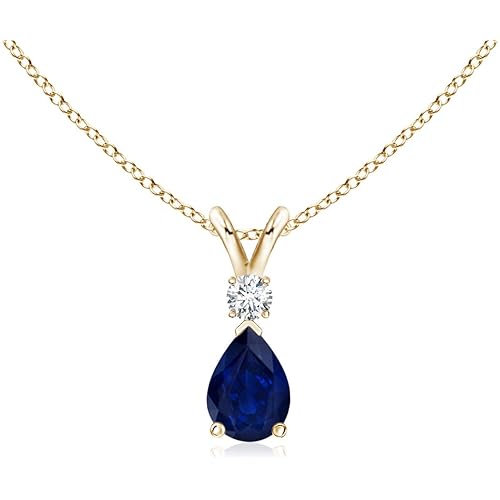Angara Natural Blue Sapphire Solitaire Pendant for Women | Pear Shape Blue Sapphire Diamond Solitaire Pendant Necklace in 14K Solid Gold/Silver/Platinum | September Birthday, Gemstone Jewellery Gift