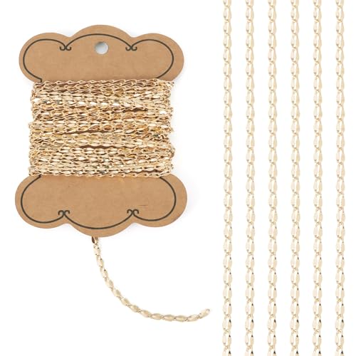 Unwelded 14K Gold Plated Link Chains, Craftdady 5.47 Yards 5x2.5 mm Jewelry Chain for Women Men's Chain Necklaces Comfortable Women's Chain for Jewelry Making
