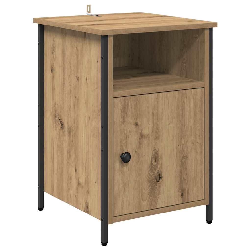 Table de chevet rustique avec espace de rangement bois chêne Artisan moderne