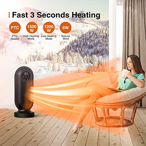 Infray Space Heater, 1500W Oscillating Ceramic Tower Heater, Portable Fast Heating Electric Fan Heater With Led Flame Light, 12Hrs Timer, Remote Control & Led Display For Home Office Indoor Use #TOP1