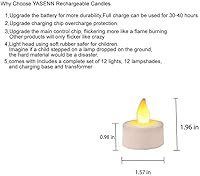 Vista 2 de YASENN Velas recargables de color blanco cálido LED velas de té 12 piezas programa de efecto de llama parpadeante velas de plástico sin llama
