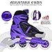 Crazy Skates Blade Adjustable Inline Skates for Kids – Expand 4 Sizes, Urethane Wheels, ABEC-5 Bearings, Beginner Supportive Nylon Boot – Indoor/Outdoor Roller Blades for Boys & Girls