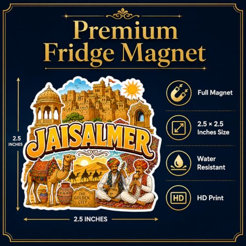 Image of Zesta Wooden Fridge Magnets Set | Refrigerator Decor Magnets for Kitchen | India Souvenir Fridge Magnet Collection | Wooden Magnet for Fridge Door Decoration (Jaisalmer)