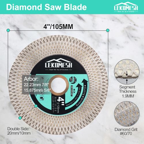 Image of Tile Blade 4 inch /100mm 2pcs - Diamond Saw Blade for Cutting and Grinding Granite Marble Ceramic Porcelain Tile,Arbor 7 /8 inch-5 /8 inch