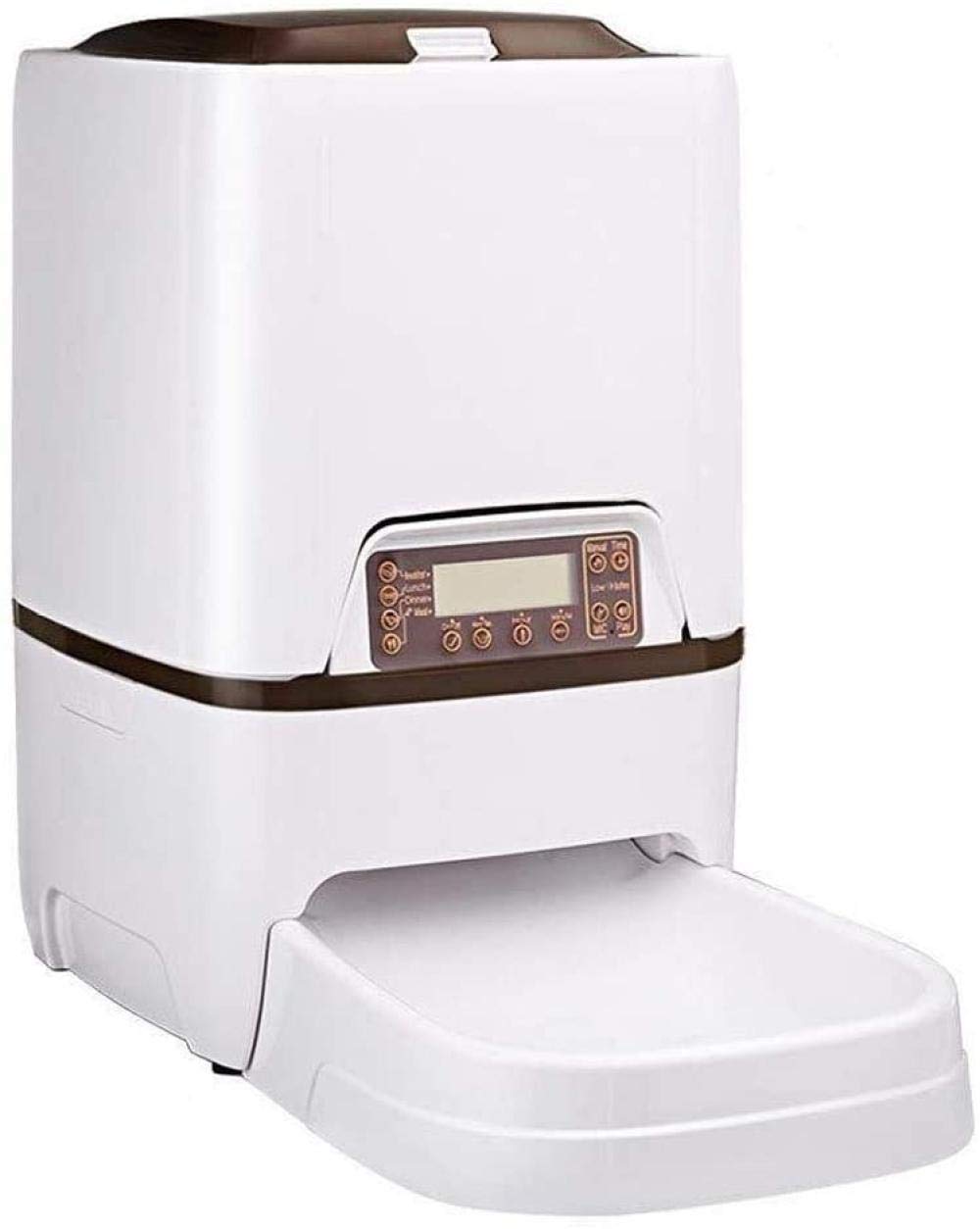 Pet Alimentatore Automatico Display LCD Registrazione vocale Timer per erogatore di Cibo per Gatti Controllo programmabile 6L Grande capacità-Bianco-33,5 * 17 * 36 cm