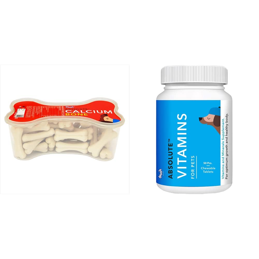 Drools Absolute Calcium Bone Jar, Dog Supplement - 40 Pieces (600gm) & Absolute Vitamin Tablet- Dog Supplement, 50 Pieces (B092CKHGL7) Amazon Price History, Amazon Price Tracker