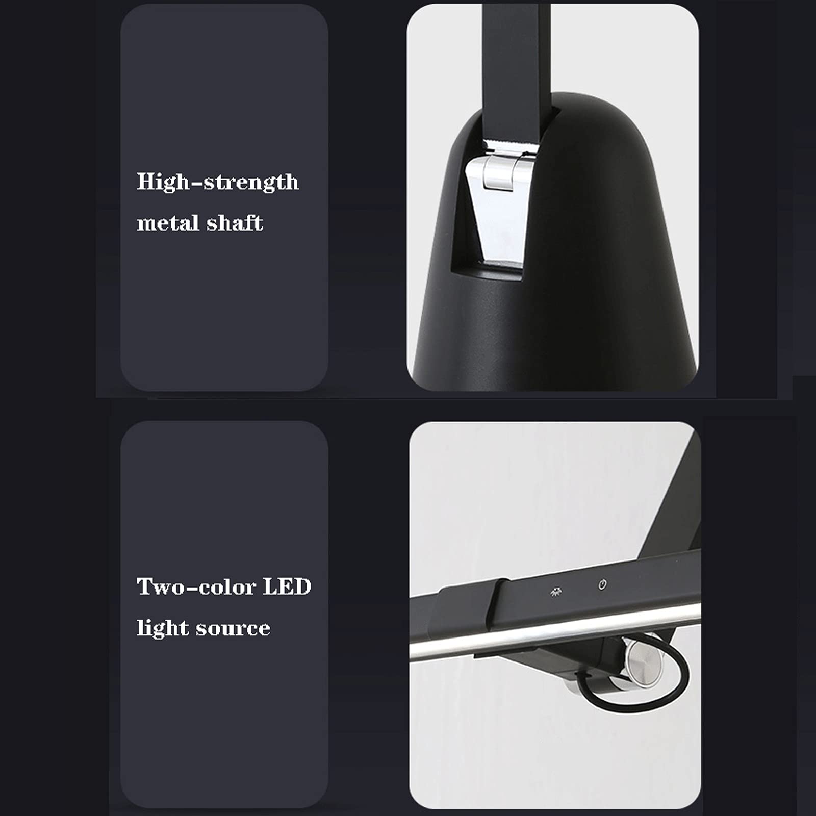 Lampa stołowa do czytania High-Brightness LED Ochrona oczu Ściemniana Smart Piano Dedykowana Lampa Regulowana Dotknij Kontrola Lampa czytająca, Matt Black lampka biurkowa