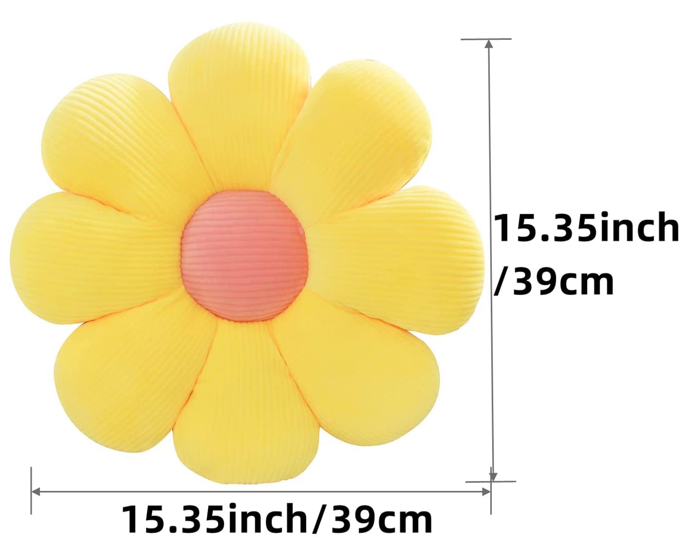 2 cuscini floreali a forma di margherita, graziosi cuscini da pavimento in peluche per camera da letto, divano, sedia, decorazione (38,1 cm, bianco e rosa